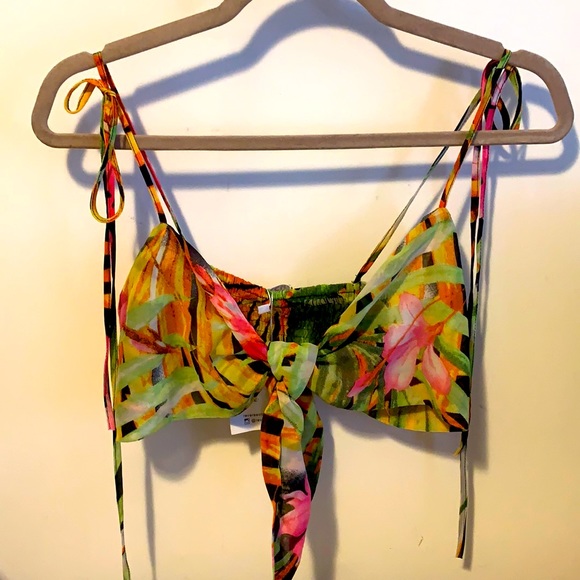 Semi-sheer tropical tie crop top - Picture 1 of 1